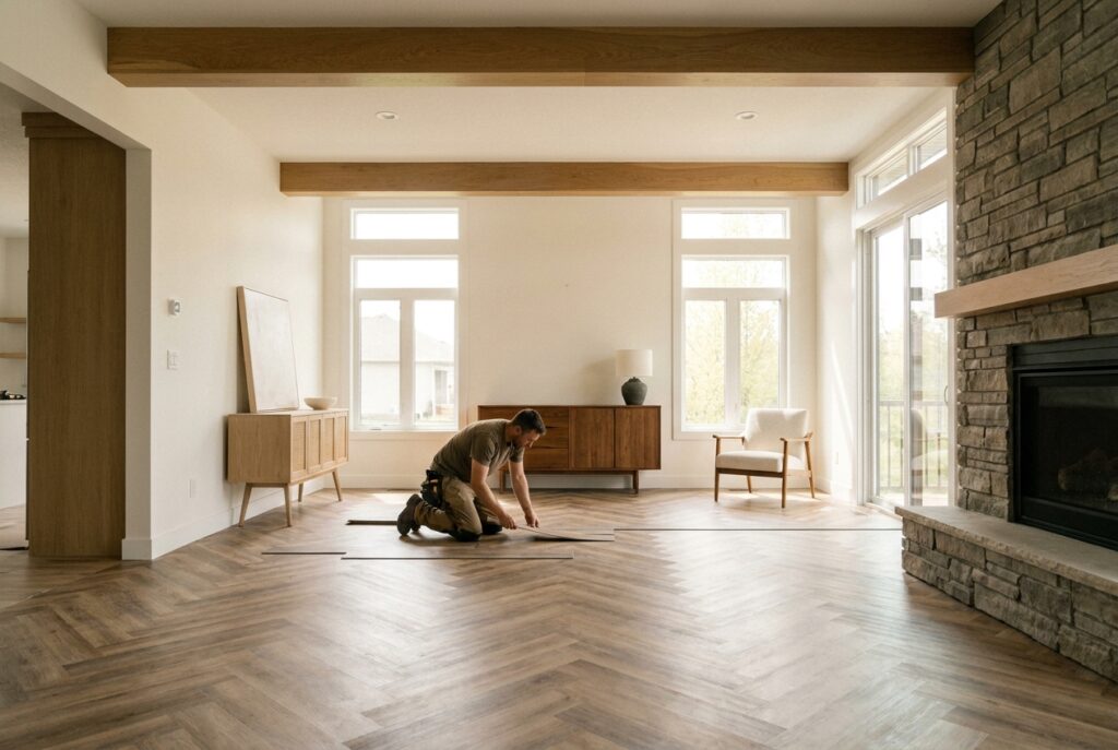 Bodenleger von Maler Lauer verlegt Vinyl-Designboden in Oberaula