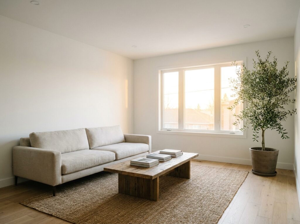 Frisch gestrichenes helles Wohnzimmer