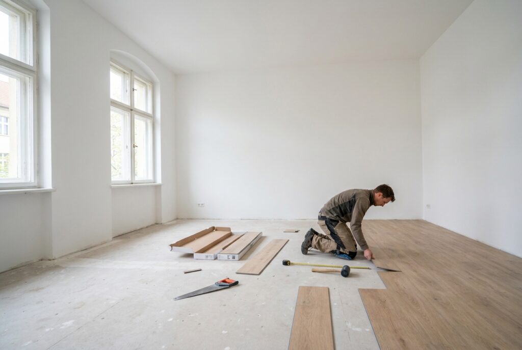 Handwerker verlegt Vinylboden in Neukirchen — Maler Lauer