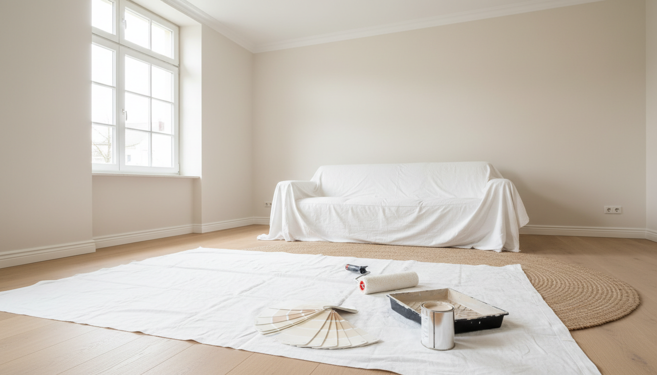 Frisch gestrichenes Wohnzimmer mit sauberen Kanten — Maler Lauer, Bad Hersfeld